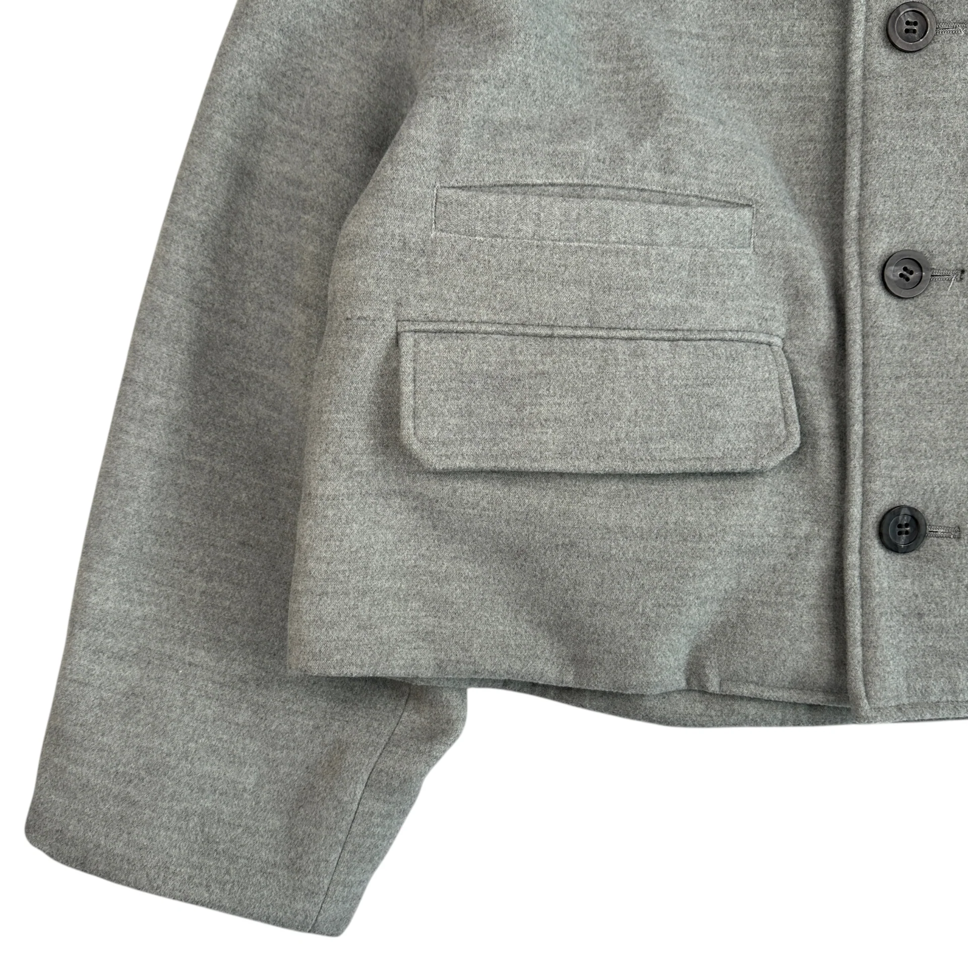 (1) VOAAOV CROPPED COLLARED JACKET - GREY - Image 4