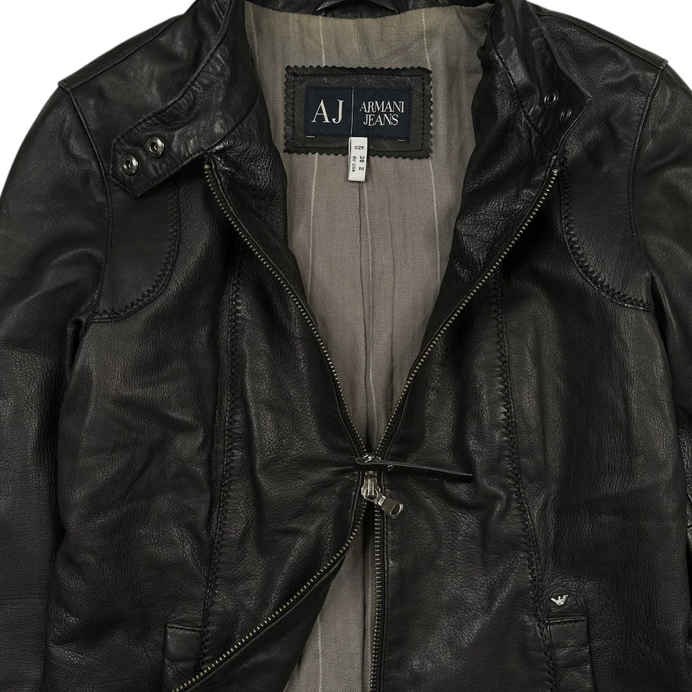 ARMANI JEANS LEATHER JACKET - BLACK - Image 4