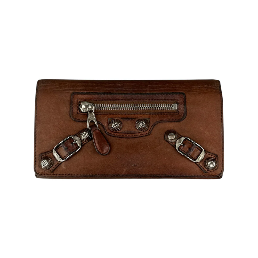 BALENCIAGA MOTORCYCLE WALLET - BROWN