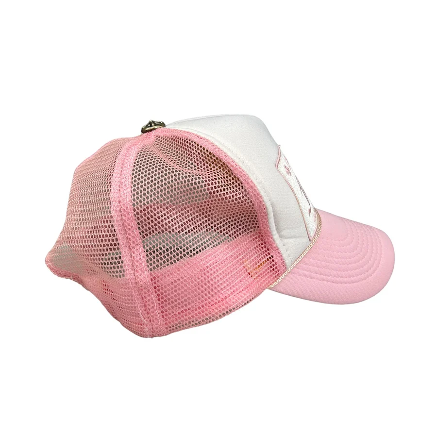 CHROME HEARTS PINK/WHITE HOLLYWOOD TRUCKER HAT - Image 4
