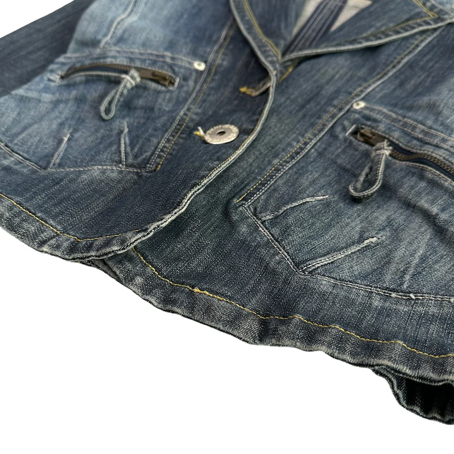 DKNY JEANS FITTED DENIM BLAZER JACKET - Image 5