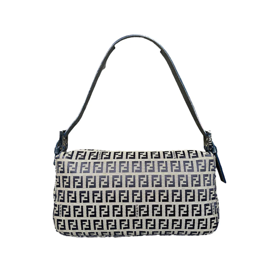 FENDI NAVY / GREY ZUCCHINO CANVAS BAGUETTE BAG - Image 2