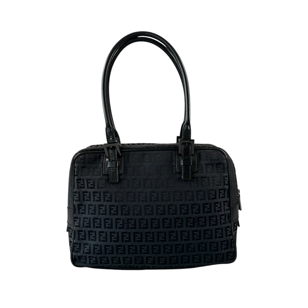FENDI ZUCCHINO CANVAS SHOULDER BAG - BLACK - Image 2