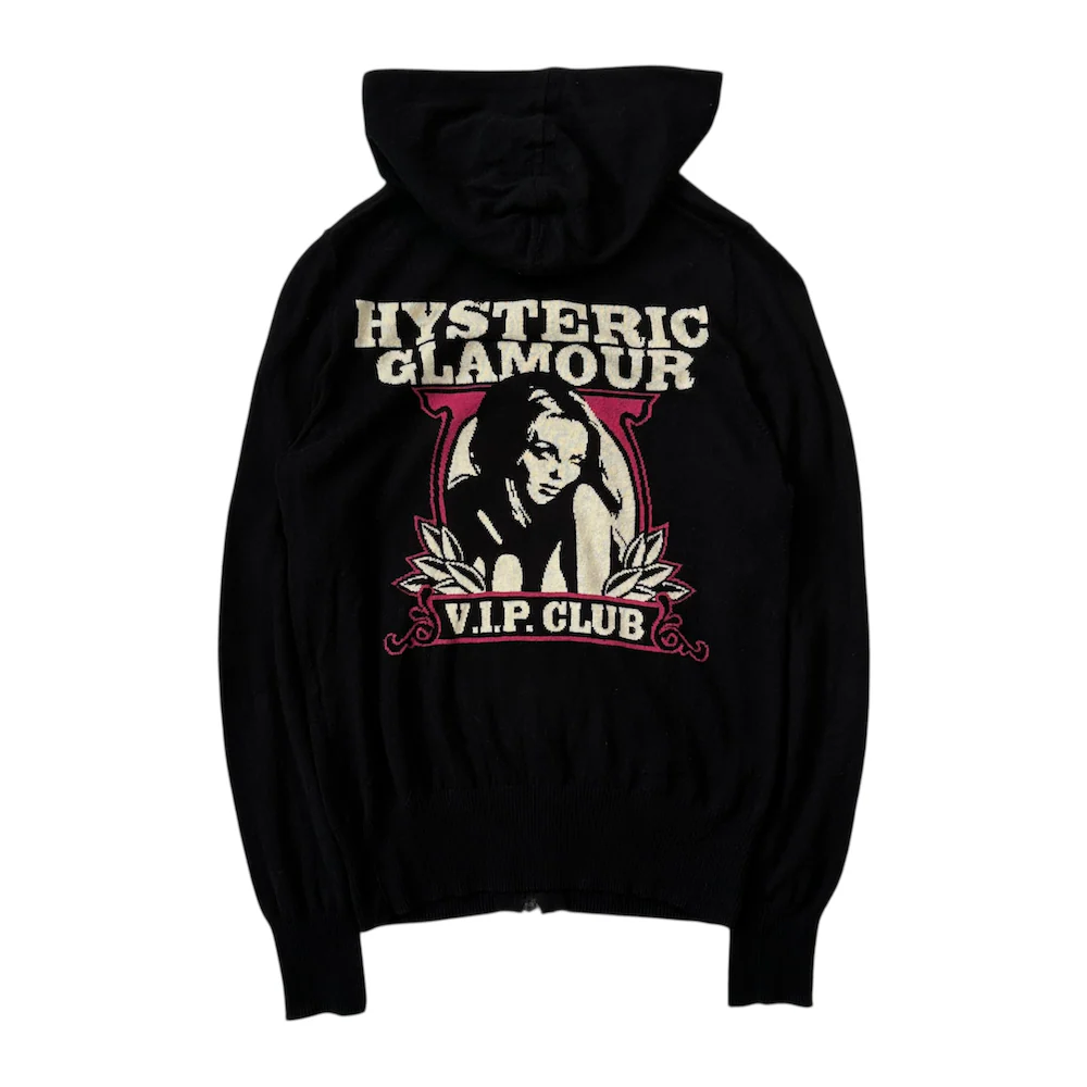 HYSTERIC GLAMOUR 'VIP CLUB' ZIP HOODIE - BLACK/PINK