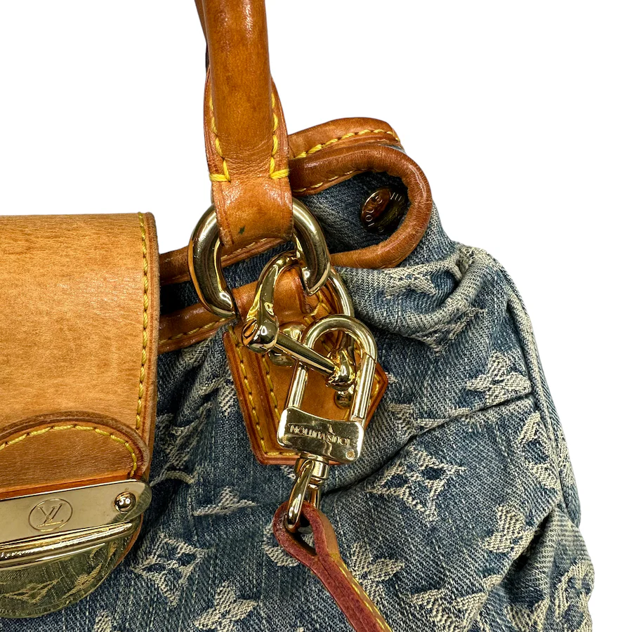 LOUIS VUITTON DENIM PLEATY W/ ADDITIONAL CROSSBODY STRAP - Image 8