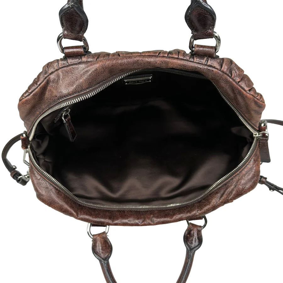 MIU MIU BROWN LEATHER HAND BAG - Image 6