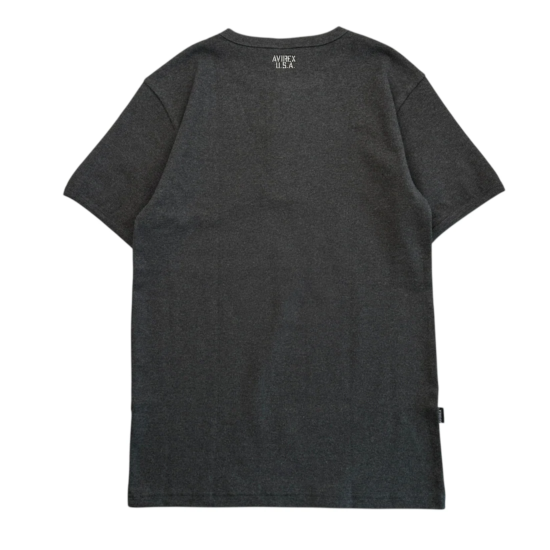 (NEW) AVIREX RIBBED EVERY DAY HENLEY SHORT SLEEVE - CHARCOAL - Image 2