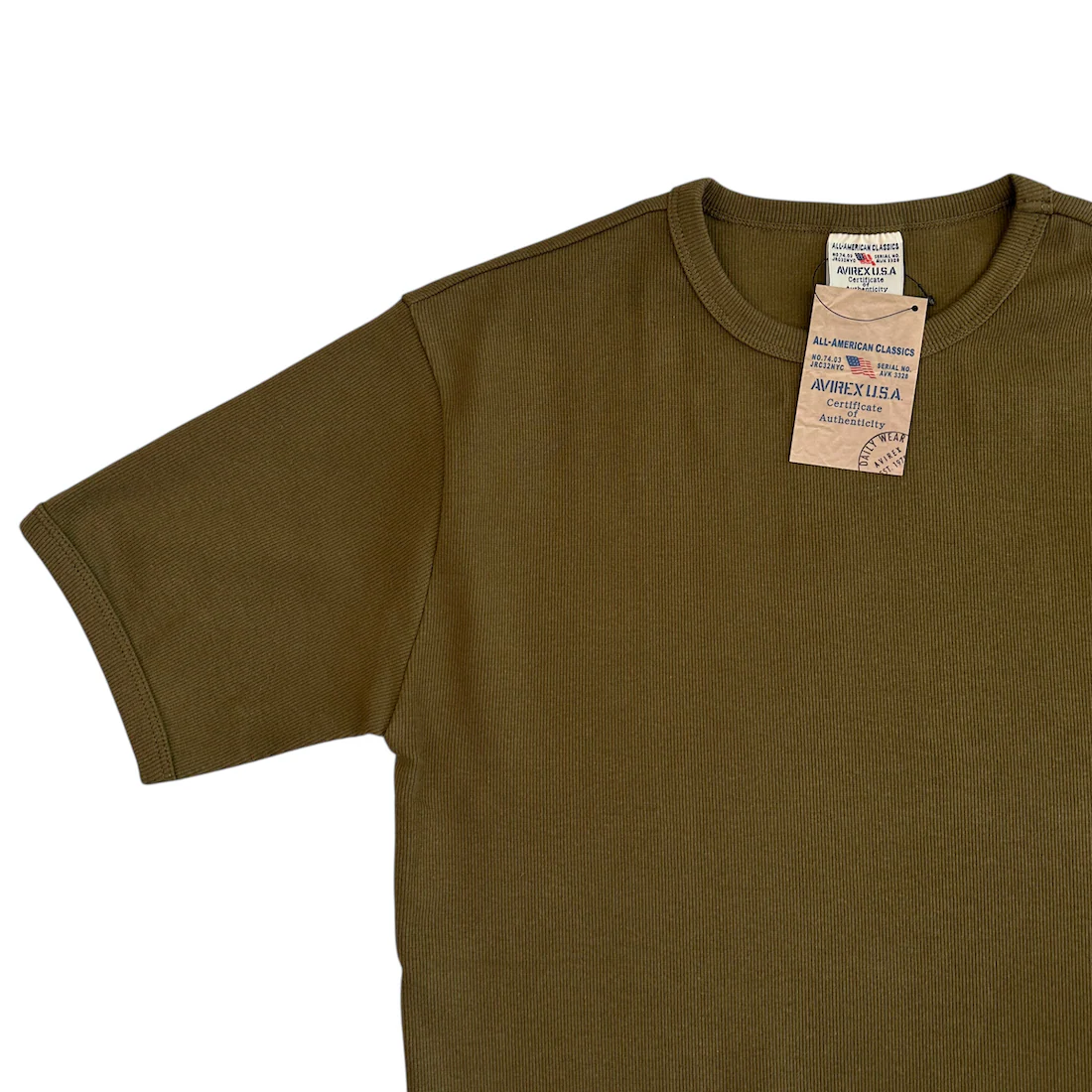(NEW) AVIREX RIBBED EVERY DAY T-SHIRT - OLIVE - Image 4