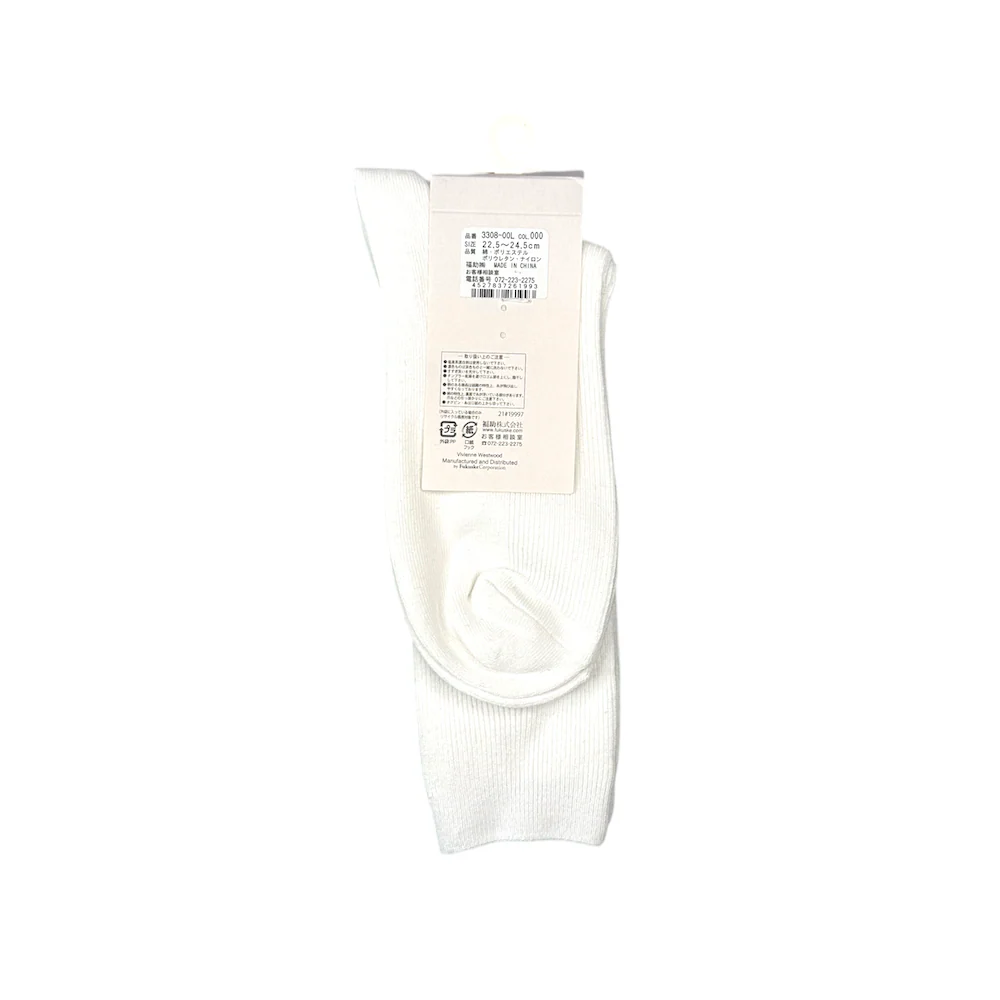 (NEW) VIVIENNE WESTWOOD EMBROIDERED ORB SOCKS - WHITE [US 5.5-7.5] - Image 3