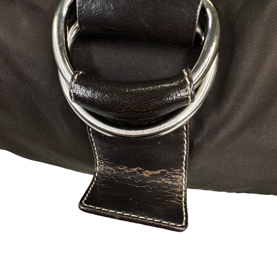 PRADA BROWN NYLON / LEATHER MOON SHOULDER BAG - Image 6