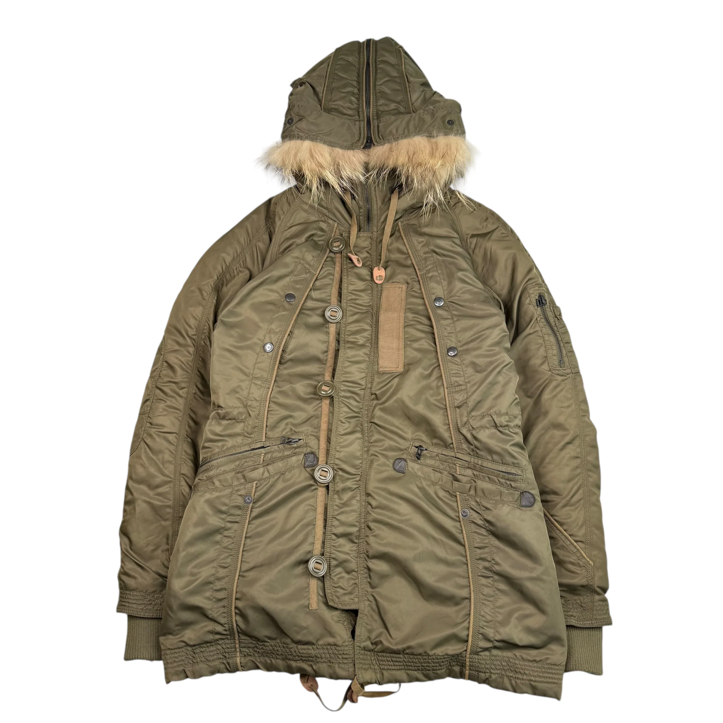 TETE HOMME BOA FLEECE LINED DOWN JACKET - KHAKI