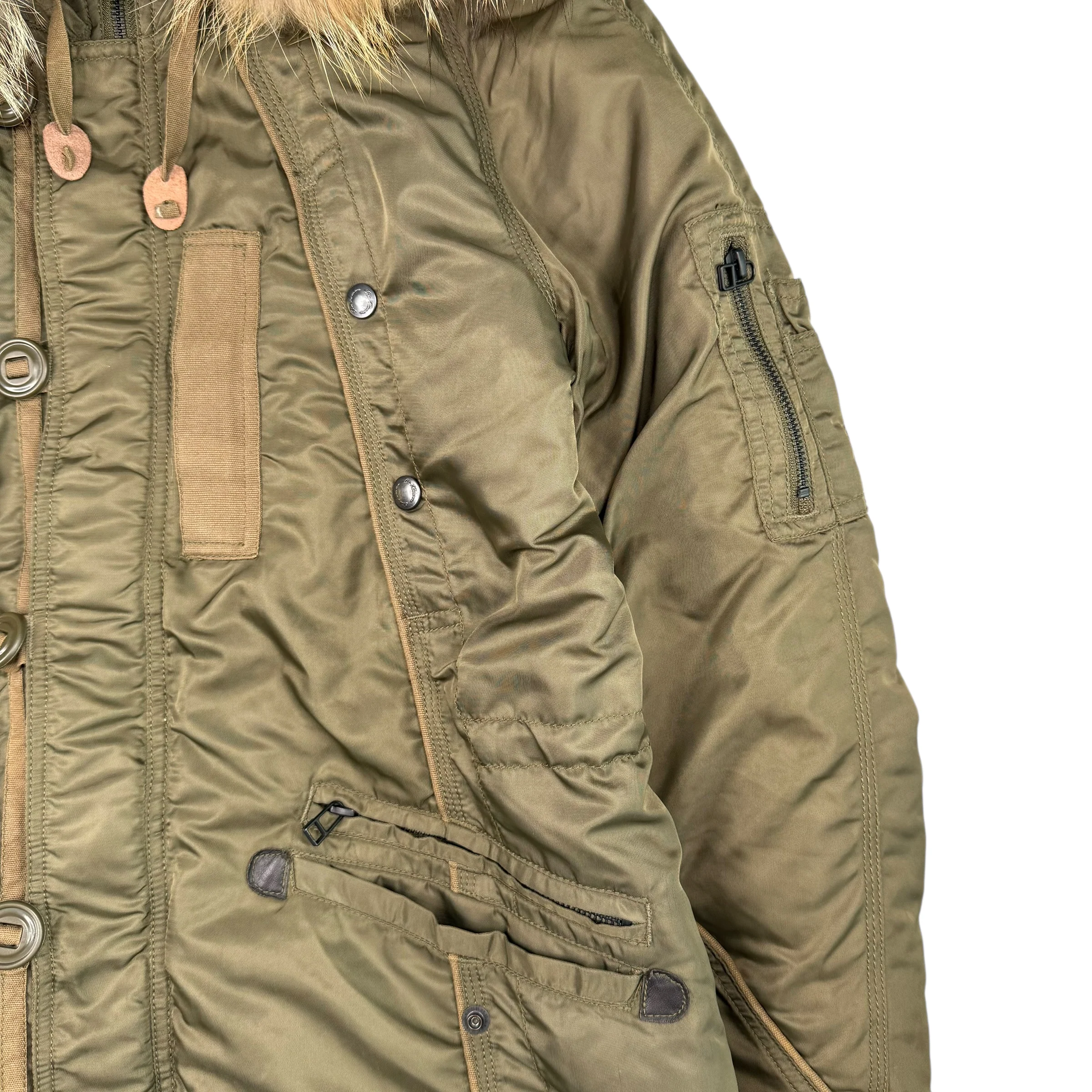 TETE HOMME BOA FLEECE LINED DOWN JACKET - KHAKI - Image 3