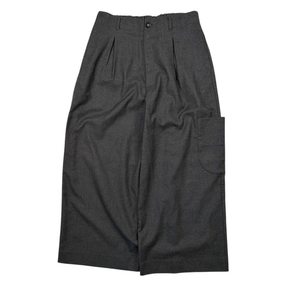 VOAAOV WOOLLEN-BLEND WIDE TROUSERS - GREY